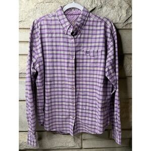 Classic X Purple Plaid Metallic Lurex Button Down Shirt Womens Classic Fit 0571